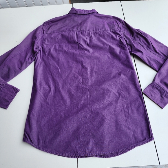 Twice Mens Long Sleeves Button Up Shirt Purple 100% Cotton Sz M - Picture 9 of 10